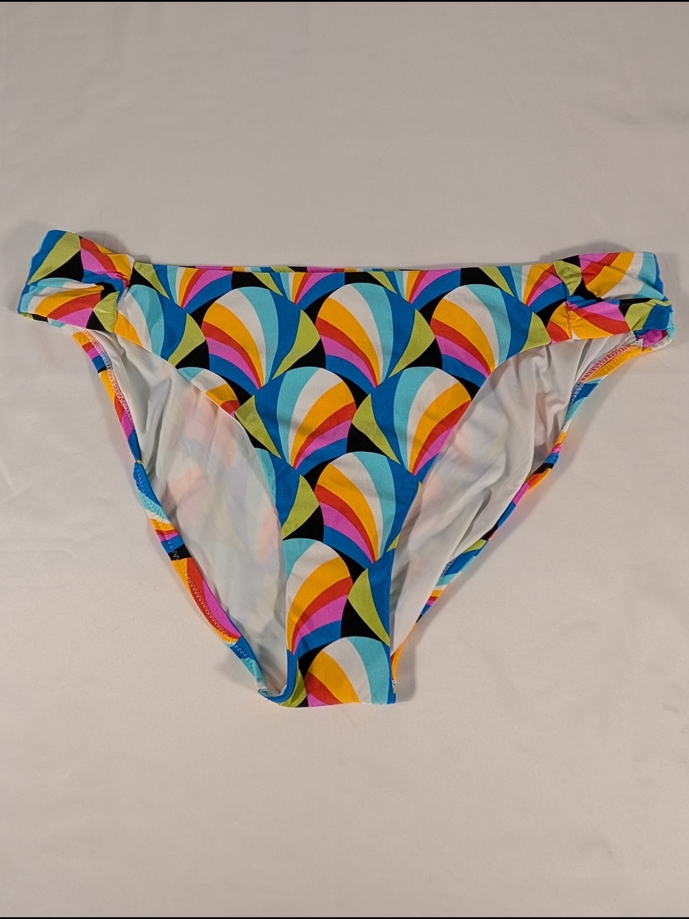 New Sunshine 79 Side Shirred Hipster Multicolor Geometric Bikini Bottom Size 14